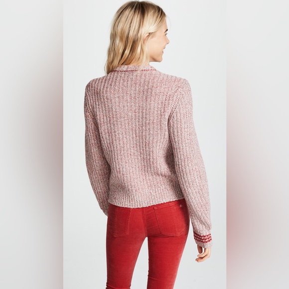 NWT RAG & BONE Cheryl Stripe Cuff Wool Blend Sweater In Grey Red - Picture 6 of 9